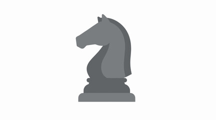 Gray chess knight piece flat icon. © seraphi