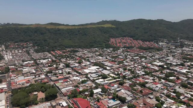 Aerial Drone View of Santa Tecla Centro, El Salvador