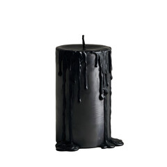 Black pillar candle with dripping wax pooling at the base © Diana Vyshniakova