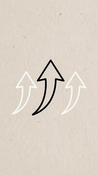 Elastic Curved Arrows Stretching Upward Hand Drawn Paper Motion Animation.