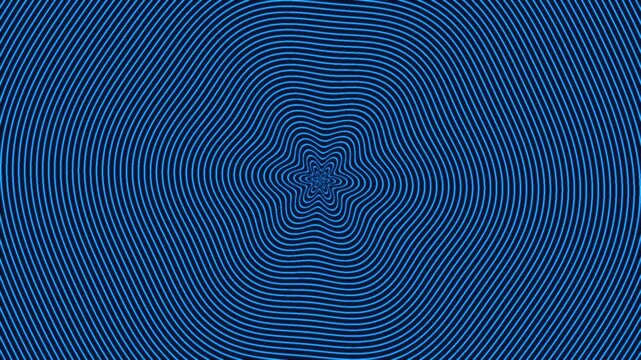 Blue Concentric Wavy Star Ripple Optical Illusion Background