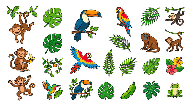 Jungle Animals and Tropical Plants Collection