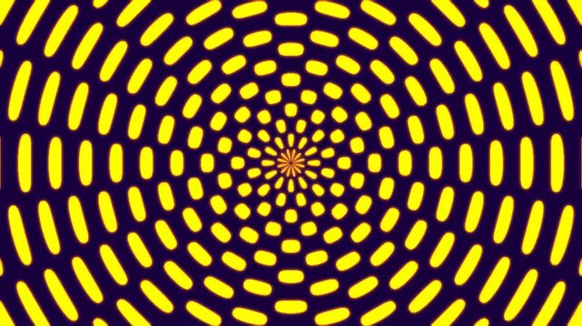 Yellow and Dark Purple Concentric Circular Dash Motion Graphic