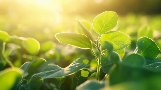 Gorgeous close-up of a healthy sprout with rays of light streaming through it, signifying growth and vitality.