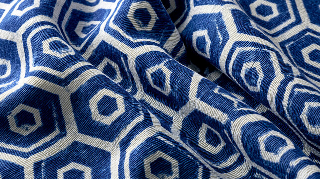 Flat Lay of Yuki Tsumugi Silk Fabric Showing Kikko Hexagonal