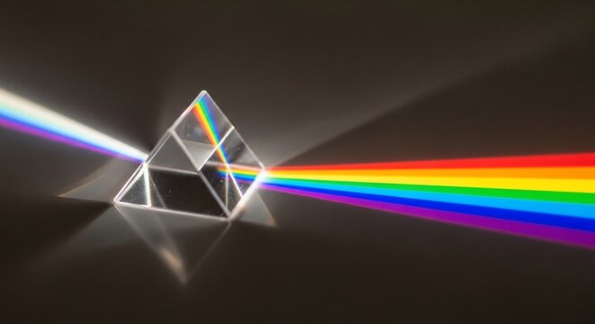 Prism refracting light spectrum