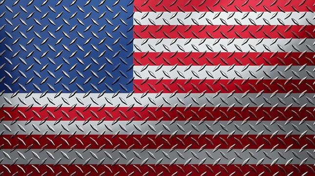 American flag diamond plate texture with a rugged industrial metal surface featuring the stars and stripes pattern for patriotic design projects