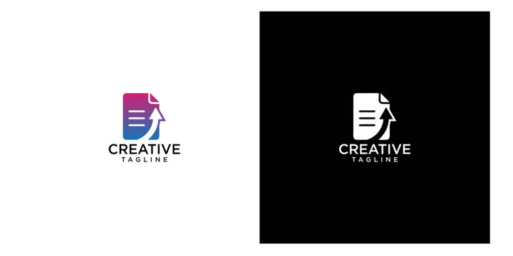 document, arrow logo design template representing financial growth data report paper icon with upward progress symbol for corporate business