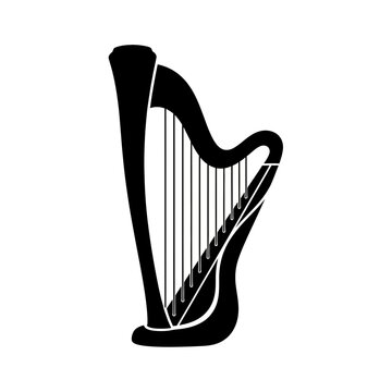 Elegant Harp Silhouette Musical Instrument Icon.