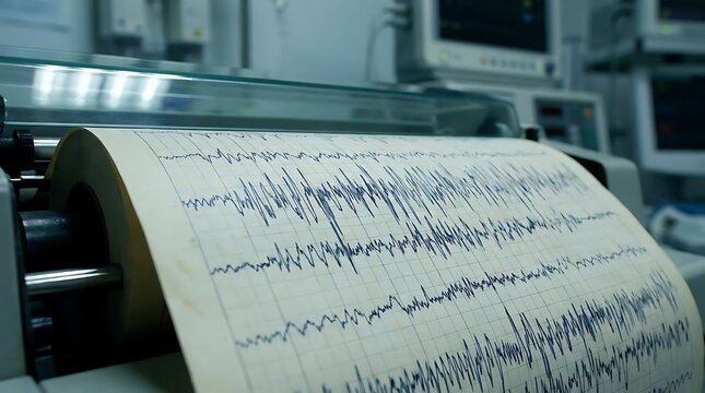 Electrocardiogram readout on medical paper roll