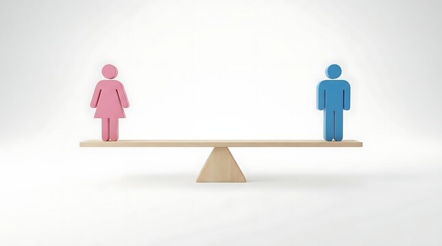 Male and female icon on a balanced scale