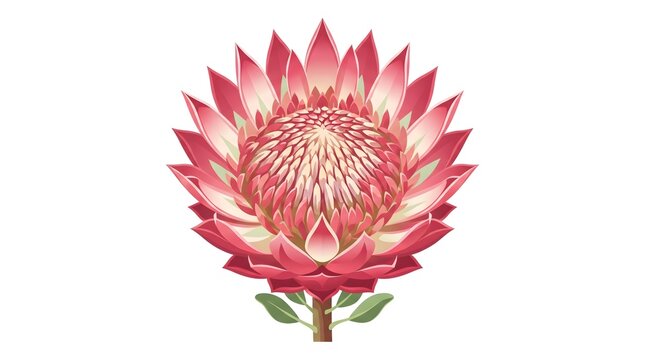 Protea Flower Bloom Open Face &mdash; Rose Pink Cream Dense Petal Texture Vivid Vector