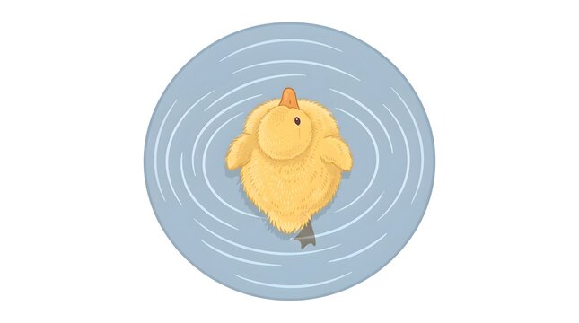 Baby Duckling Overhead Downy Feather Texture &mdash; Yellow Water Ripples Charming Vector