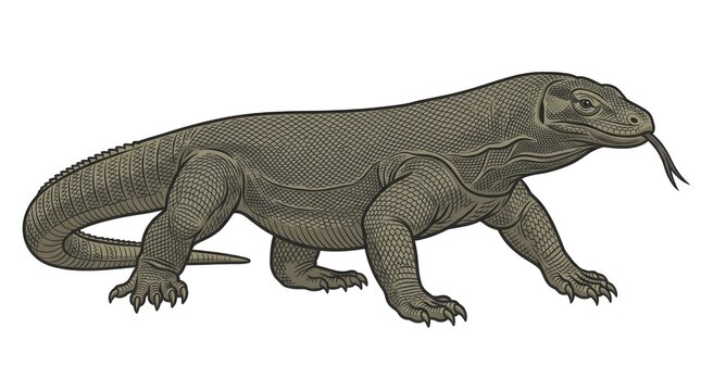 Komodo Dragon Walking Scale Texture &mdash; Olive Grey Diamond Scale Bold Flat Vector