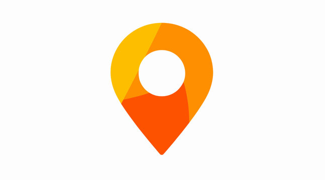 Modern orange location pin icon with circular cutout.