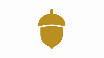 Golden acorn nut icon on white background. © noah