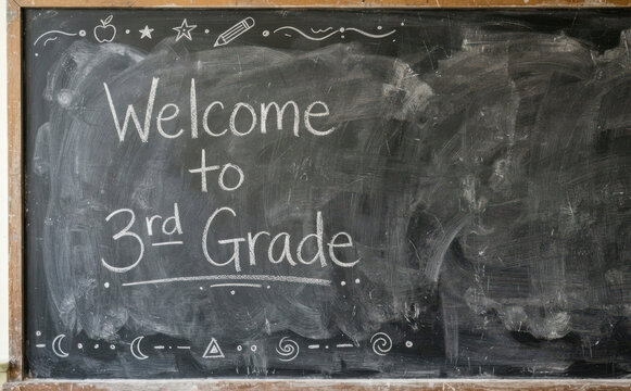 Welcome to 3rd Grade Chalkboard Sign for Elementary School Classroom and Back to School Education