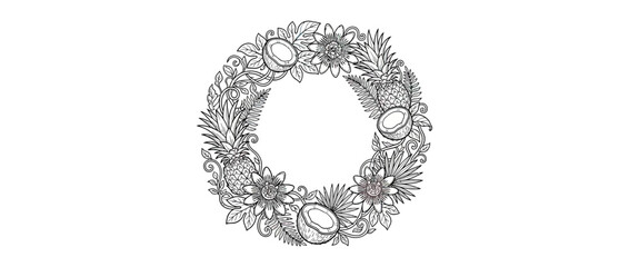 Tropical Wreath Decorative Element Isolated © alam