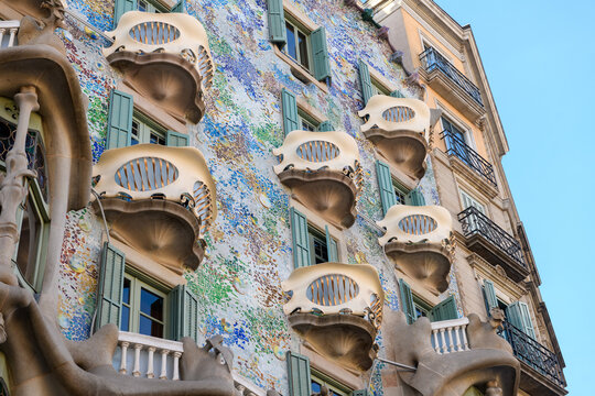Casa Batllo, detail of facade, Barcelona, Spain