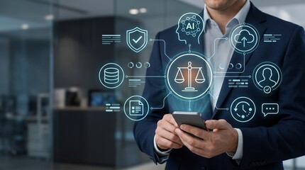 Obraz premium AI Governance Risk Management Network with Compliance, Security and Legal Oversight for Enterprise Technology