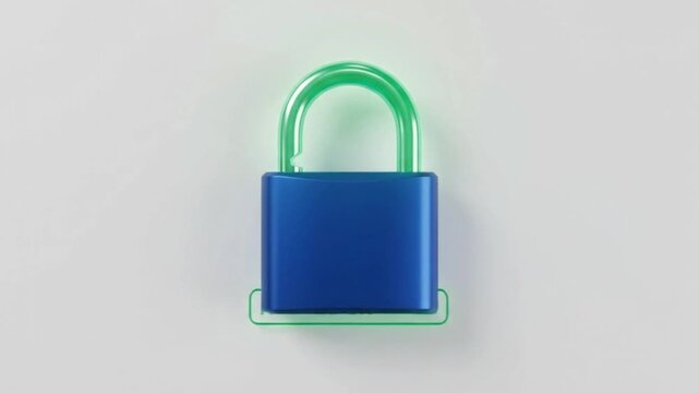 Minimalist security padlock unlocking access granted reveal motion graphic on solid white background