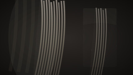 Naklejka premium Dark abstract background with minimalist beige curved stripes and lines