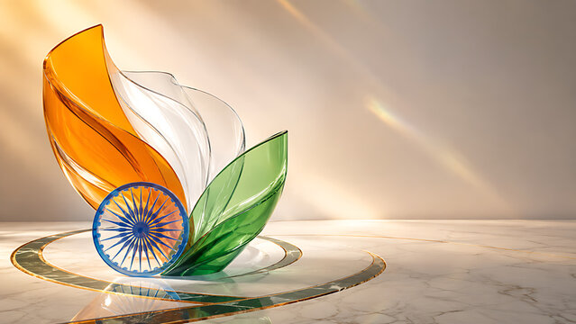 Indian Independence, Independent Day and Republic Day Tricolor Decorative Design with Ashoka Chakra
