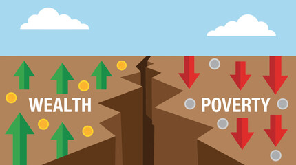 Fototapeta premium Economic Divide Represented by Widening Crack in Ground