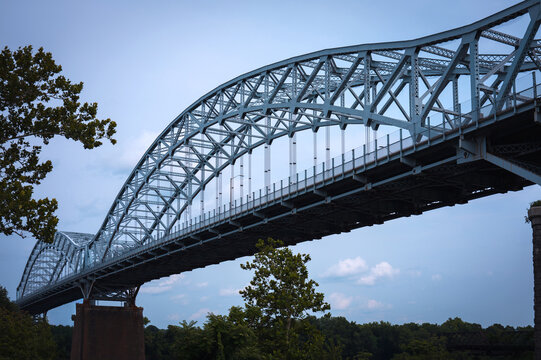 The Arrigoni Bridge also known as the Portland Bridge the 1,200‑foot steel bridge opened in 1938 in Middletown Connecticut