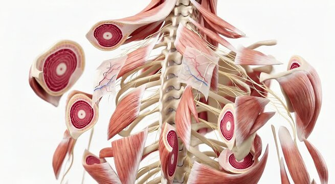 Back Muscles Anatomy 3D Medical Animation Human Torso Posterior Muscular System Layers