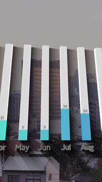 Animation of diagram with data over cityscape