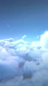 Animation of clouds and light trails on blue sky