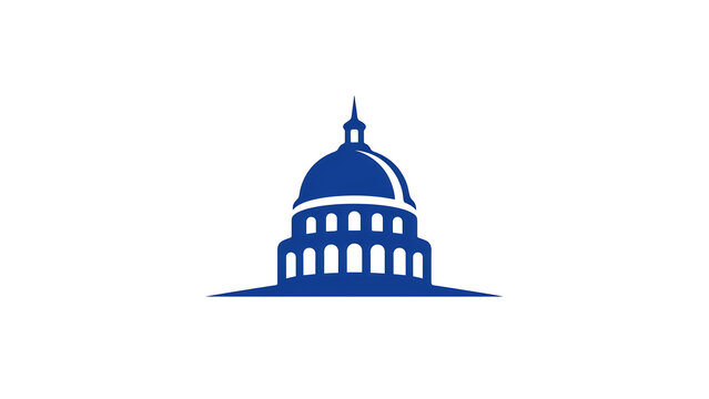 Single blue capitol building vector icon for government concepts with government