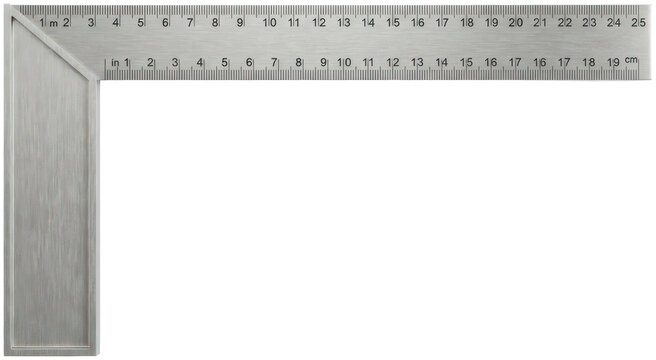 Metal L-square measuring ruler.
