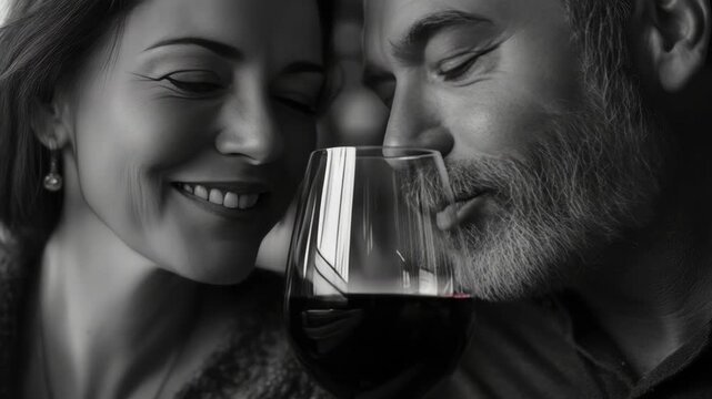 A man and woman enjoying a drink together.