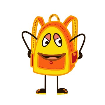 : Cute School Backpack Cartoon Character Illustration
