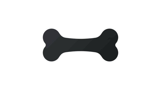 Minimalist black dog bone icon illustration featuring smooth edges on a clean stark white background