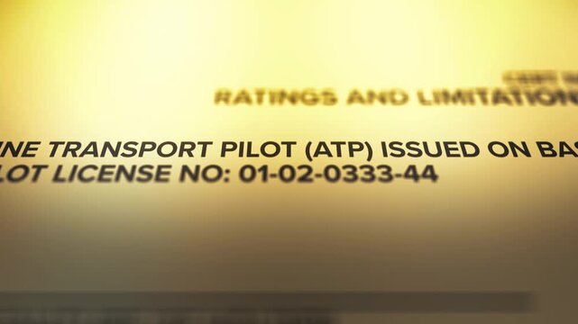 Airline Transport Pilot (ATP) Pilot License Certificate