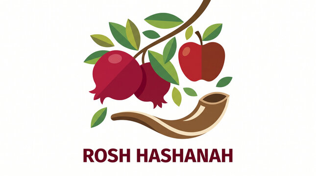 Rosh Hashanah, Rosh, Hashanah, joy, abundance, happy Rosh Hashanah, shana tova, shana, tova, happy shana tova, sweet, happy, festive Jewish holiday illustration with pomegranates, 
