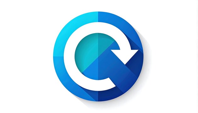 Blue circular arrow icon on white background.