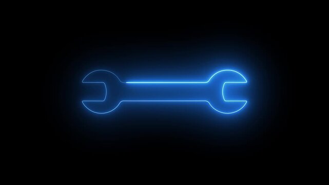 Glowing blue wrench animation video