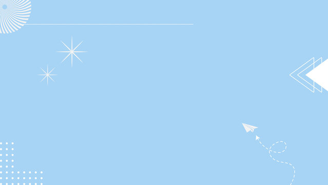 Light blue geometric background presentation with paper plane sparkle stars and dots