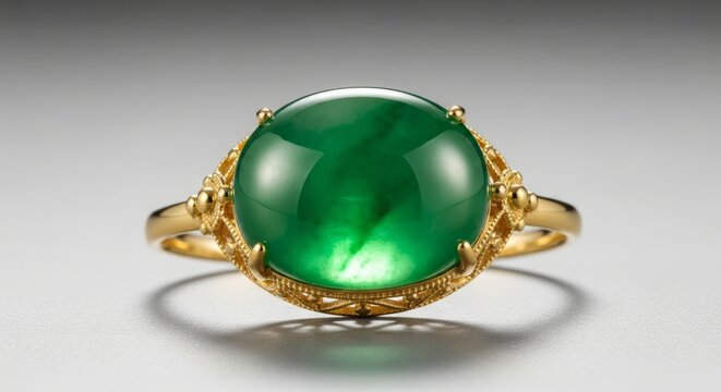 Luxury Gold Jewelry with Natural Green Jade Gemstones