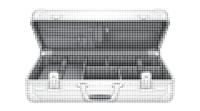 Vintage open briefcase vector illustration, retro halftone suitcase icon, empty business travel luggage for storage and organization