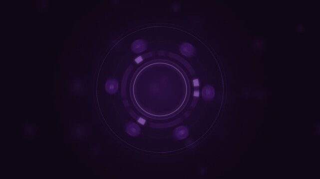 Digital plan 86 interface with glowing purple circular data HUD animation