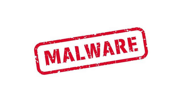 Malware red grunge stamp for cybersecurity, virus and malicious software threat
