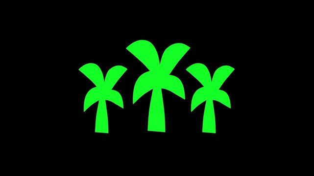 A clean, minimalist graphic design featuring three black silhouette palm trees set against a stark white background. This elegant and modern vector artwork captures