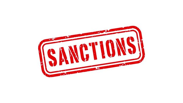 Sanctions red grunge stamp for trade restriction legal penalty and compliance 
