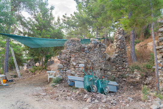 Archaeological Excavation Site with Ancient Stone Ruins
