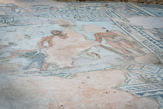 Ancient Mosaic Floor  at Syedra Archaeological Site, Turkey